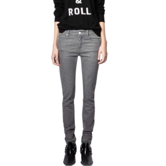 Zadig & Voltaire Eva Gris SPI Skinny Gray Wash Jeans - Picture 1 of 16